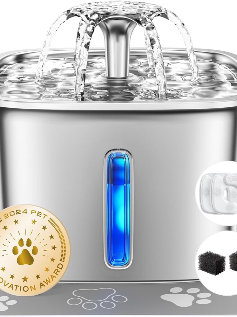 Innovation Award Winner Stainless Steel Cat Water Fountain, 95oz/2.8L Automatic